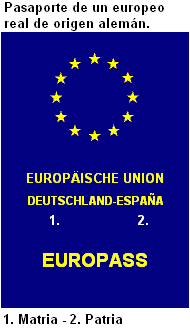 Fig. 2 - Pasaporte de un europeo real de origen alemán.